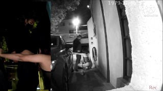 Chastity Caged Sissy Trained In The Parking Lot With Blowjob